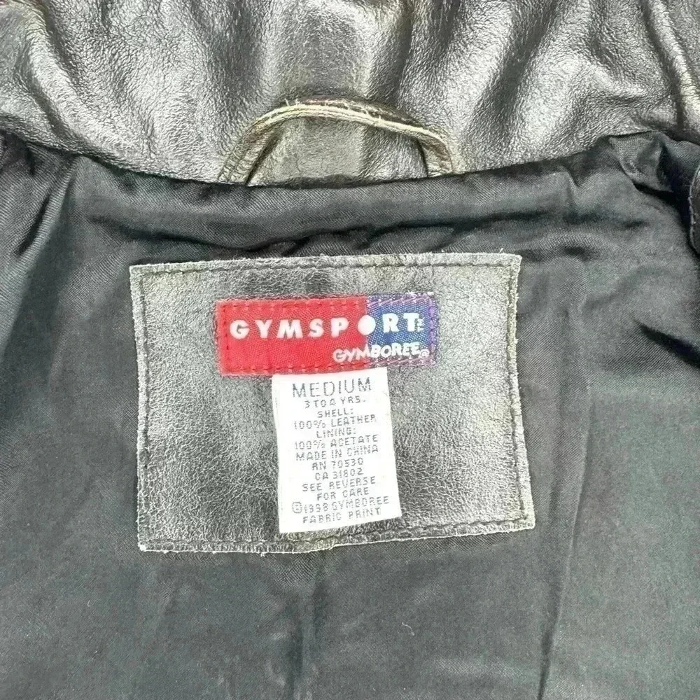 Gymsport Gymboree 100% Leather Dark Brown Fully Lined Jacket Youth 3 4 years M
